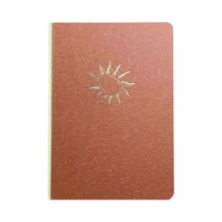 Denik Embossed Canvas Layflat Hardbound Journal, Rise & Shine Artwork, Dotted Rule, Gold-Foil Rose/Cream Cover, 64 Sheets, 7 x 5 inches