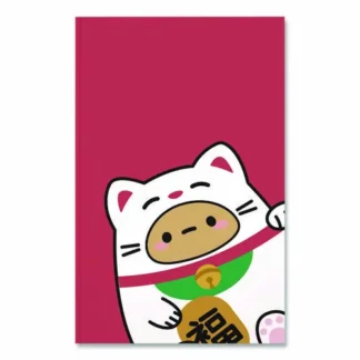 Denik Smoko Tayto Lucky Cat Layflat Notebook, 1-Subject, Medium/College Rule, 72 Sheets, 8 x 5, Red/White/Brown Cover