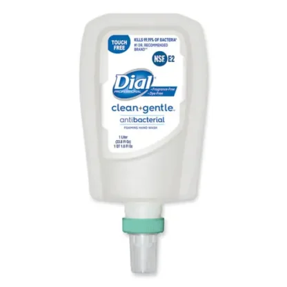 Dial® Professional Clean+Gentle Antibacterial Foaming Hand Wash Refill, Fragrance-Free, 1 L, 3/Carton