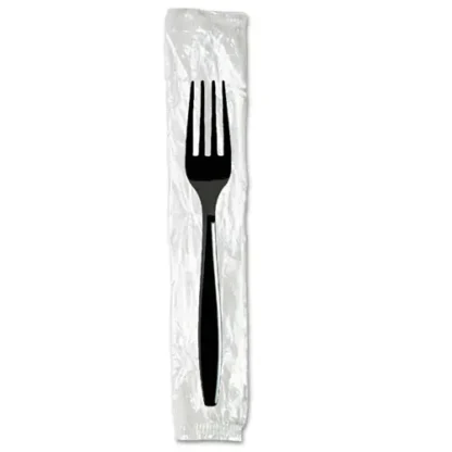 Dixie® Individually Wrapped Heavyweight Forks, Plastic, Black, 1,000/Carton