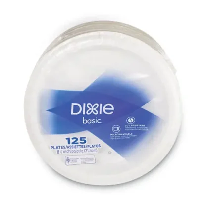 Dixie® Paper Dinnerware Plate, 8.5" Diameter, White, 125 Pack