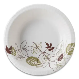 Dixie® Pathways Heavyweight Paper Bowls, 12 oz, Green/Burgundy, 1,000/Carton