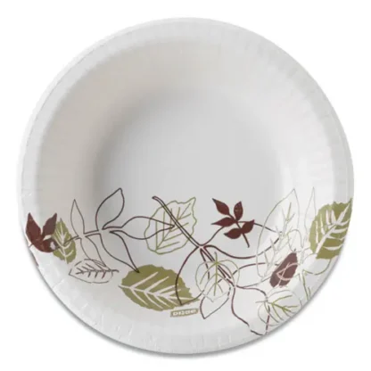 Dixie® Pathways Heavyweight Paper Bowls, 12 oz, Green/Burgundy, 1,000/Carton