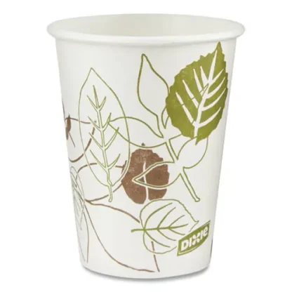 Dixie® Pathways Paper Hot Cups, 8 oz, White/Brown, 25/Bag, 20 Bags/Carton