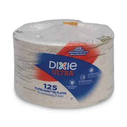 Dixie® Pathways Soak Proof Shield Heavyweight Paper Plates, 8.5" Diameter, Green/Burgundy, 125/Pack