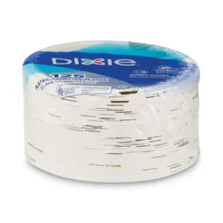 Dixie® Pathways Soak-Proof Shield Mediumweight Paper Plates, WiseSize™, 6.87" Diameter, Green/Burgundy, 125/Pack