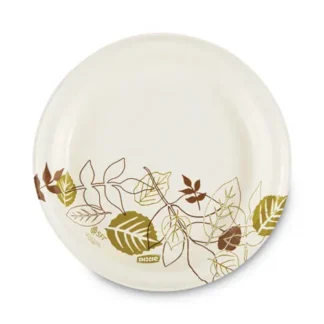 Dixie® Pathways Soak-Proof Shield Mediumweight Paper Plates, WiseSize, 8.5" dia, Green/Burgundy, 125/Pack, 4 Packs/Carton