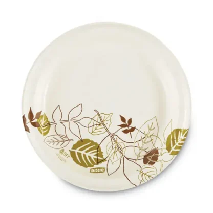 Dixie® Pathways Soak-Proof Shield Mediumweight Paper Plates, WiseSize, 8.5" dia, Green/Burgundy, 125/Pack, 4 Packs/Carton