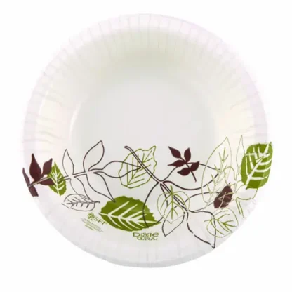 Dixie® Pathways with Soak Proof Shield Heavyweight Paper Bowls, WiseSize, 12 oz, Green/Burgundy, 125/Pack, 4 Packs/Carton