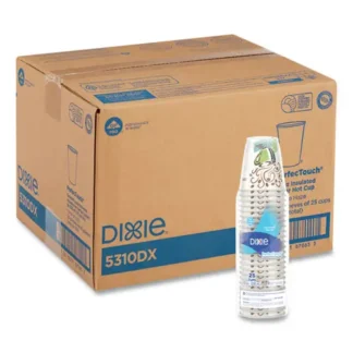 Dixie® PerfecTouch Paper Hot Cups, 10 oz, Coffee Haze Design, 25/Sleeve, 20 Sleeves/Carton
