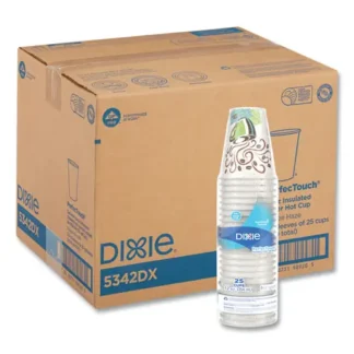 Dixie® PerfecTouch Paper Hot Cups, 12 oz, Coffee Haze Design, 25/Sleeve, 20 Sleeves/Carton