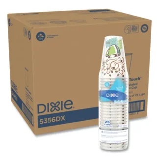 Dixie® PerfecTouch Paper Hot Cups, 16 oz, Coffee Haze Design, 25/Sleeve, 20 Sleeves/Carton