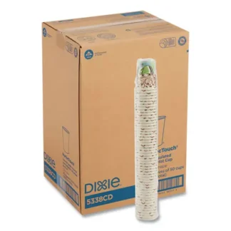 Dixie® PerfecTouch® Paper Hot Cups, 8 oz, Coffee Haze Design, 50/Sleeve, 20 Sleeves/Carton