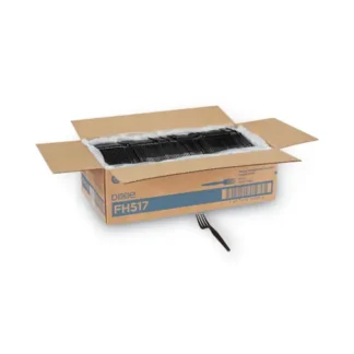 Dixie® Plastic Cutlery, Heavyweight Fork, Black, 1,000/Carton