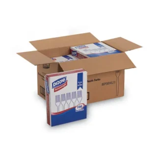 Dixie® Plastic Cutlery, Heavyweight Fork, White, 100/Box, 10 Boxes/Carton