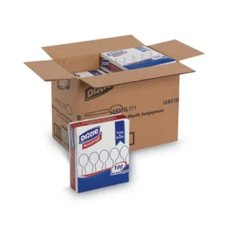Dixie® Plastic Cutlery, Heavyweight Soup Spoon, White, 100/Box, 10 Boxes/Carton
