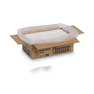 Dixie® Plastic Cutlery, Mediumweight Forks, White, 1,000/Carton