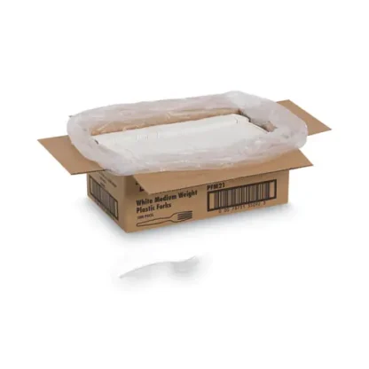 Dixie® Plastic Cutlery, Mediumweight Forks, White, 1,000/Carton