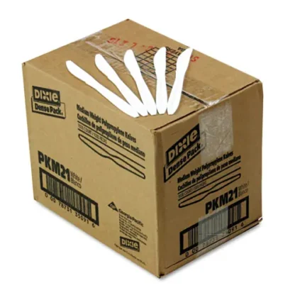 Dixie® Plastic Cutlery, Mediumweight Knife, White, 1,000/Carton