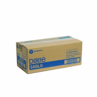 Dixie® Slim Unwrapped Plastic Straws, 8", Plastic, Black, 500/Box, 10 Boxes/Carton