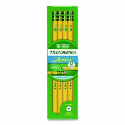 Dixon® Ticonderoga Laddie Woodcase Pencil with Microban, HB (#2), Black Lead, Yellow Barrel, 12/Pack