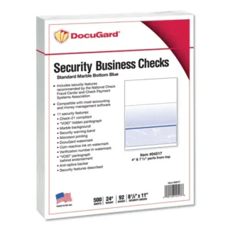 DocuGard™ Standard Security Check, Blue Marble Bottom, 8.5 x 11, 500 Sheets per Ream