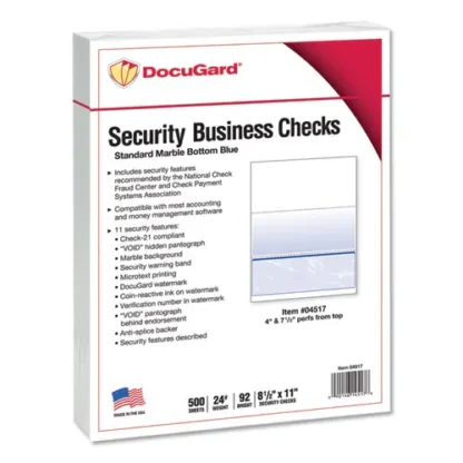 DocuGard™ Standard Security Check, Blue Marble Bottom, 8.5 x 11, 500 Sheets per Ream