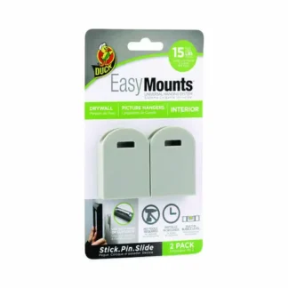 Duck® Duck EasyMounts Small Picture Hanger, Gray, 15 lb Capacity, 2 Hangers