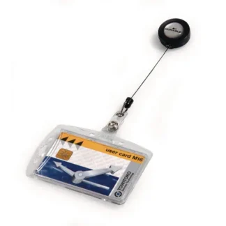 Durable® ID/Security Card Holder Set with Reel, Clear, 10/Pack