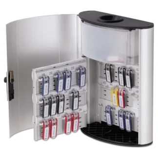 Durable® Key Box Plus, 54-Key, Brushed Aluminum, Silver