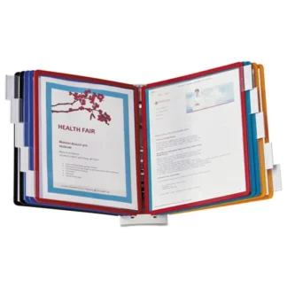 Durable® Sherpa® Wall-Mount Reference System, 10 Gray Panels, Letter, Assorted Borders