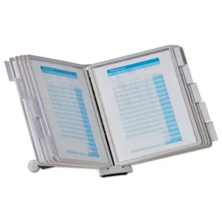 Durable® SHERPA Desk Reference System, 10 Panels with Gray Borders