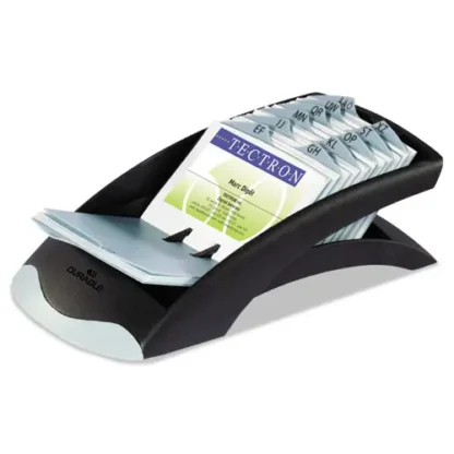 Durable® VISIFIX Desk Business Card File, Plastic, Graphite/Black