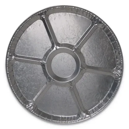 Durable Packaging Aluminum Cater Trays, 7-Compartment Lazy Susan, 50/Carton