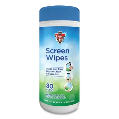 Dust-Off® Premoistened Monitor Cleaning Wipes, Citrus Scent, 80 Wipes/Tub, 5" x 7"