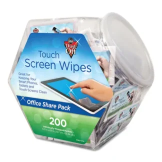Dust-Off® Touch Screen Wipes - Citrus Scent, 5" x 6", 200 Individually Wrapped Foil Packets in Easy Grab Jar
