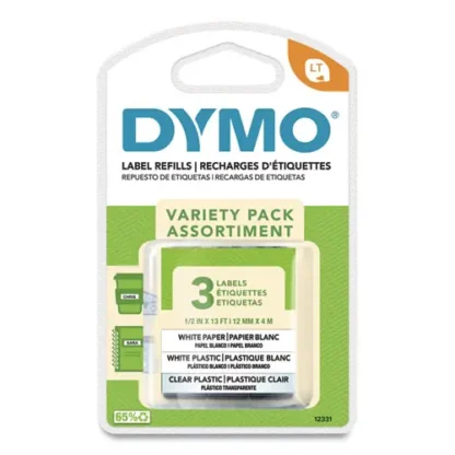 DYMO® LetraTag Paper/Plastic Label Tape Value Pack, Assorted, 3/Pack