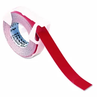 DYMO® Self-Adhesive Glossy Labeling Tape for Embossers, Red, 0.37" x 12 ft Roll