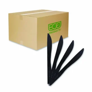 Eco-Products® 100% Recycled Content Cutlery, Knife, Black, 50/Pack, 20 Packs/Carton