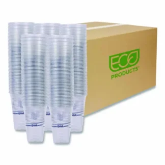 Eco-Products® BlueStripe Recycled Content Clear Plastic Cold Drink Cups, 24 oz, 600/Carton