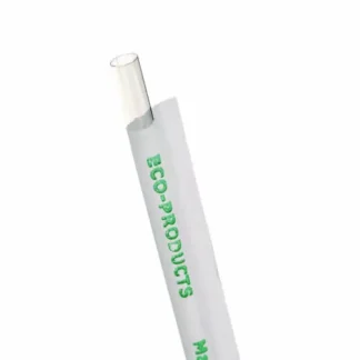 Eco-Products® Clear Wrapped Straw, 7.75", PLA, 400/Pack, 24 Packs/Carton