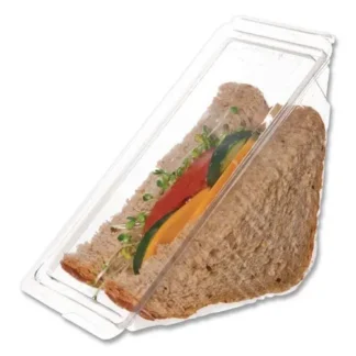 Eco-Products® Compostable Takeout Wedge Sandwich Containers, Clear Plastic, 500/Carton