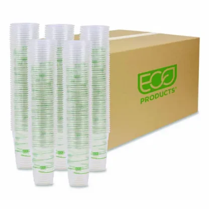 Eco-Products® GreenStripe Renewable and Compostable Cold Cups Convenience Pack, 16 oz, Plastic, Clear, 50/Pack