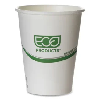 Eco-Products® GreenStripe Renewable and Compostable Hot Cups, 12 oz, White/Green, 50/Pack, 20 Packs/Carton