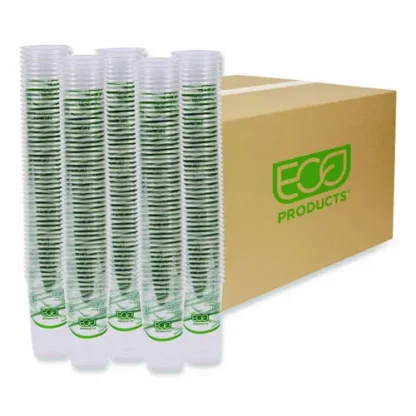 Eco-Products® GreenStripe Renewable and Compostable PLA Cold Cups, 24 oz, Clear, 50/Pack, 20 Packs/Carton
