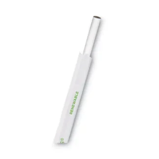 Eco-Products® Jumbo Wrapped Paper Straw, 7.75", 6 mm Diameter, White, 3,000/Carton
