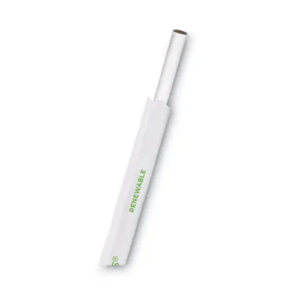 Eco-Products® Jumbo Wrapped Paper Straw, 7.75", 6 mm Diameter, White, 3,000/Carton