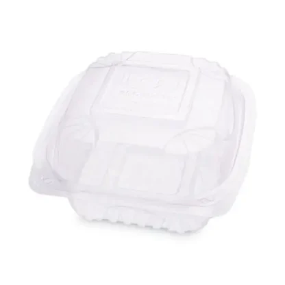 Eco-Products® Renewable and Compostable Clear Clamshell Hinged Food Containers