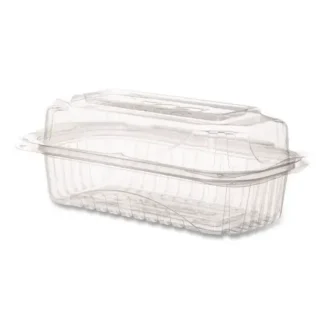 Eco-Products® Renewable and Compostable Clear Clamshell Hinged Food Containers, Plastic, 9 x 6 x 3, 80/Pack, 3 Packs/Carton