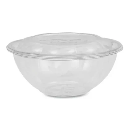 Eco-Products® Renewable and Compostable Salad Bowls with Lids, 24 oz, Clear, Plastic, 50/Pack, 3 Packs/Carton